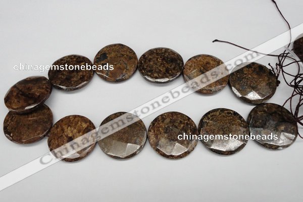 CBZ85 15.5 inches 32mm faceted coin bronzite gemstone beads