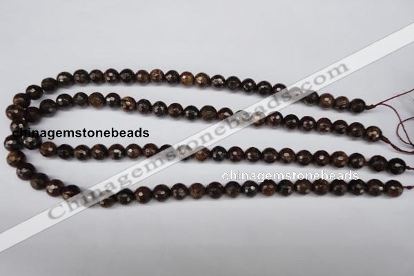 CBZ94 15.5 inches 8mm faceted round bronzite gemstone beads