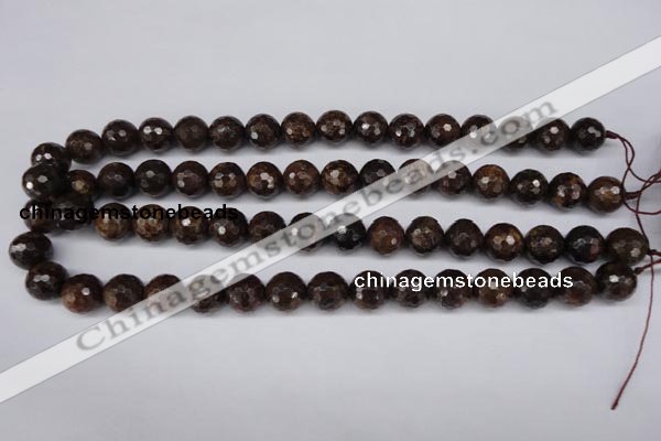 CBZ96 15.5 inches 12mm faceted round bronzite gemstone beads