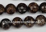 CBZ97 15.5 inches 14mm faceted round bronzite gemstone beads