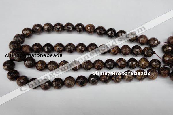 CBZ97 15.5 inches 14mm faceted round bronzite gemstone beads