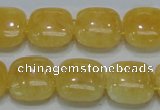 CCA14 15.5 inches 15*15mm square double drilled yellow calcite beads