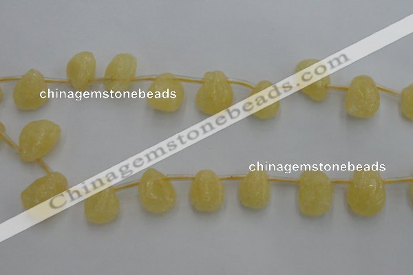 CCA33 Top-drilled 12*16mm nuggets calcite gemstone beads wholesale