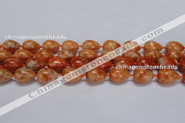 CCA463 15.5 inches 15*20mm teardrop orange calcite gemstone beads