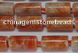 CCA465 15.5 inches 8*16mm tube orange calcite gemstone beads