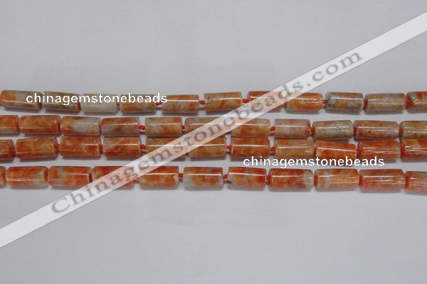 CCA465 15.5 inches 8*16mm tube orange calcite gemstone beads