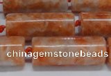 CCA466 15.5 inches 12*30mm tube orange calcite gemstone beads