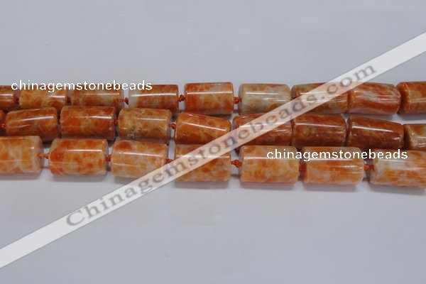 CCA467 15.5 inches 15*22mm tube orange calcite gemstone beads