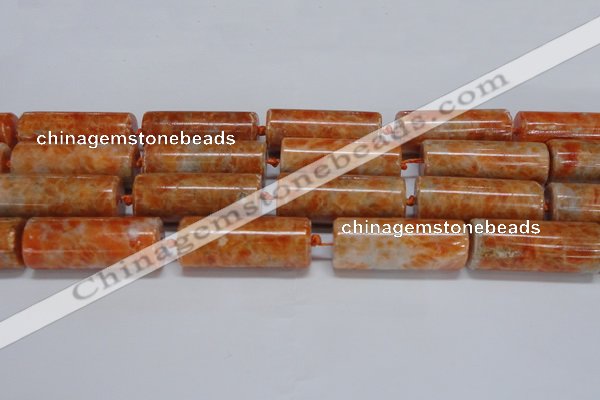 CCA468 15.5 inches 15*40mm tube orange calcite gemstone beads