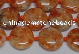 CCA475 15.5 inches 15mm flat round orange calcite gemstone beads