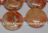 CCA476 15.5 inches 20mm flat round orange calcite gemstone beads