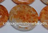 CCA479 15.5 inches 35mm flat round orange calcite gemstone beads