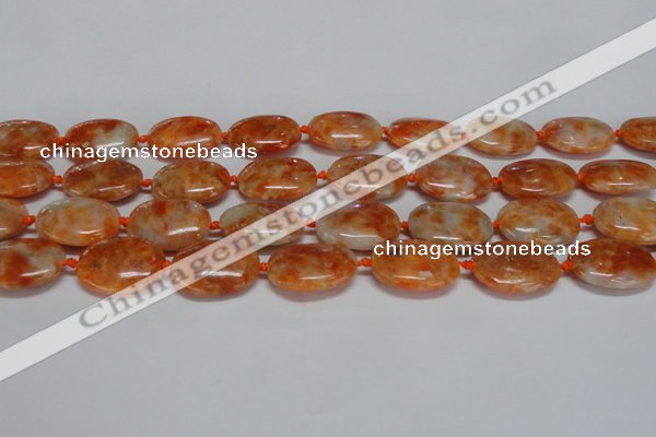 CCA483 15.5 inches 15*20mm oval orange calcite gemstone beads