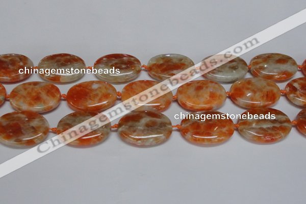 CCA486 15.5 inches 22*30mm oval orange calcite gemstone beads