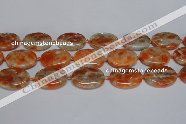 CCA486 15.5 inches 22*30mm oval orange calcite gemstone beads