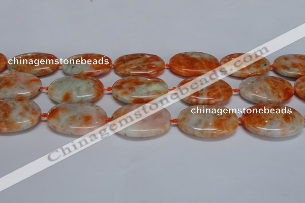 CCA487 15.5 inches 25*35mm oval orange calcite gemstone beads