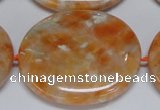 CCA488 15.5 inches 32*37mm oval orange calcite gemstone beads