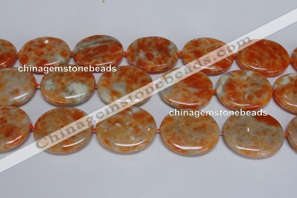 CCA488 15.5 inches 32*37mm oval orange calcite gemstone beads