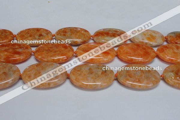 CCA489 15.5 inches 30*40mm oval orange calcite gemstone beads