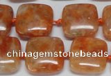 CCA492 15.5 inches 15mm square orange calcite gemstone beads