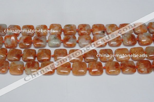 CCA492 15.5 inches 15mm square orange calcite gemstone beads