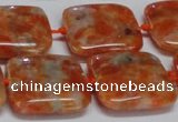 CCA493 15.5 inches 20mm square orange calcite gemstone beads