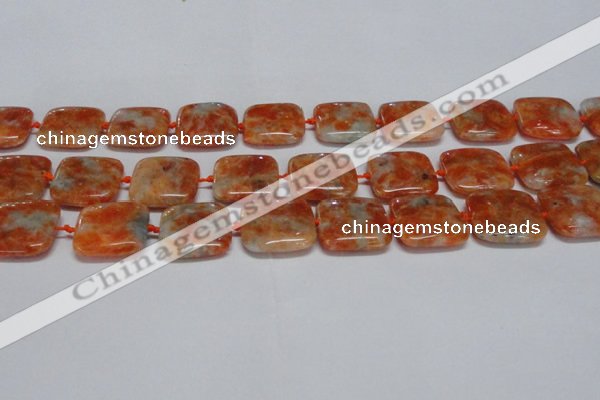 CCA493 15.5 inches 20mm square orange calcite gemstone beads