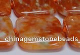 CCA495 15.5 inches 30mm square orange calcite gemstone beads