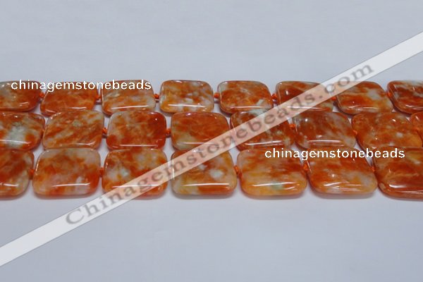 CCA495 15.5 inches 30mm square orange calcite gemstone beads