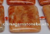 CCA496 15.5 inches 35mm square orange calcite gemstone beads