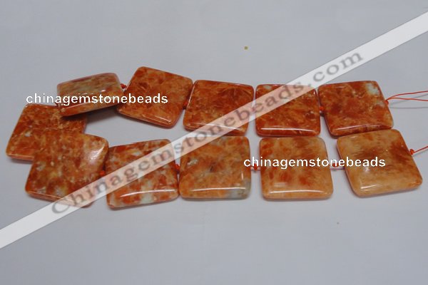 CCA496 15.5 inches 35mm square orange calcite gemstone beads