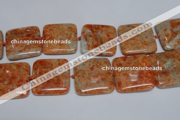 CCA497 15.5 inches 40mm square orange calcite gemstone beads