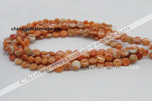 CCA54 15.5 inches 12mm flat round orange calcite gemstone beads