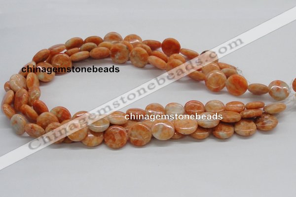 CCA55 15.5 inches 16mm flat round orange calcite gemstone beads