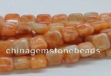 CCA56 15.5 inches 8*8mm square orange calcite gemstone beads