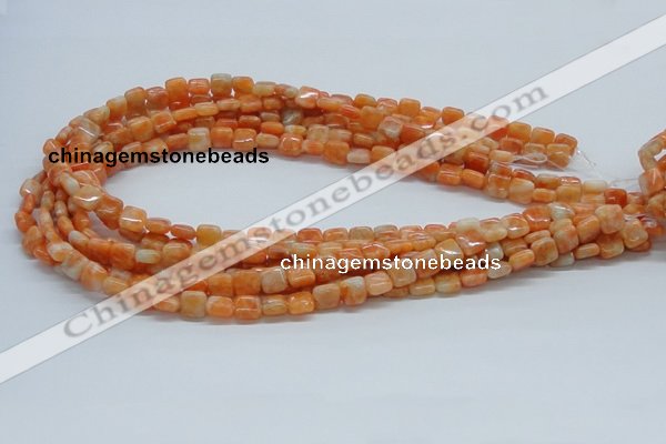 CCA56 15.5 inches 8*8mm square orange calcite gemstone beads