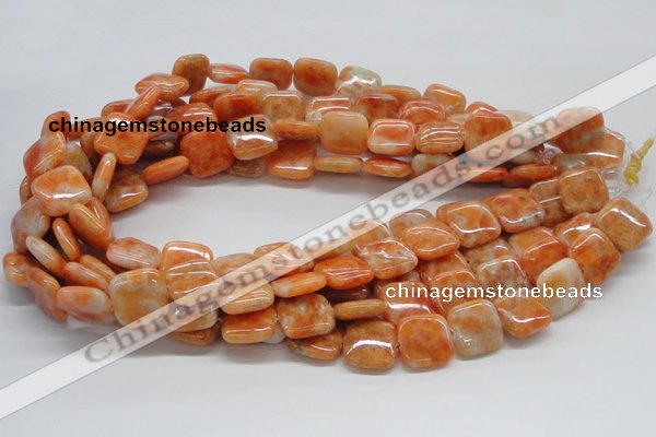 CCA57 15.5 inches 16*16mm square orange calcite gemstone beads