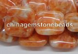 CCA58 15.5 inches 20*20mm square orange calcite gemstone beads