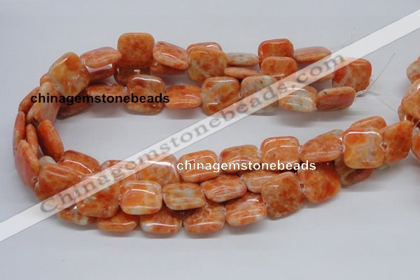 CCA58 15.5 inches 20*20mm square orange calcite gemstone beads