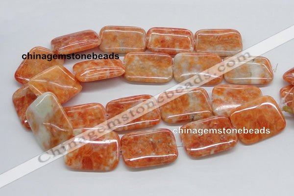 CCA61 15.5 inches 30*40mm rectangle orange calcite gemstone beads