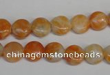 CCA63 15.5 inches 10mm flat round orange calcite gemstone beads