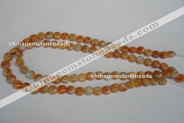 CCA63 15.5 inches 10mm flat round orange calcite gemstone beads