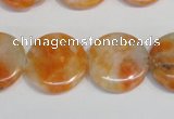 CCA64 15.5 inches 20mm flat round orange calcite gemstone beads