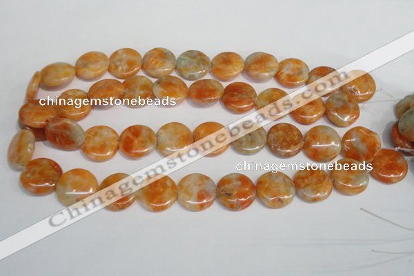 CCA64 15.5 inches 20mm flat round orange calcite gemstone beads