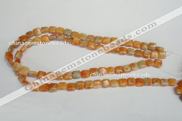 CCA71 15.5 inches 10*10mm square orange calcite gemstone beads