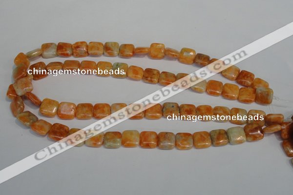 CCA72 15.5 inches 12*12mm square orange calcite gemstone beads