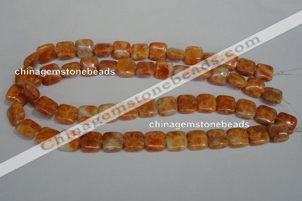 CCA73 15.5 inches 14*14mm square orange calcite gemstone beads