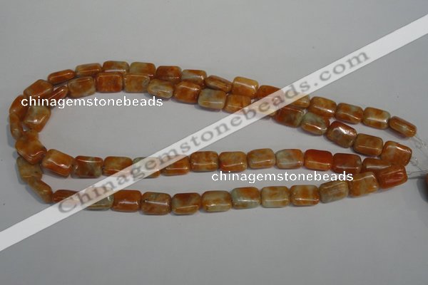 CCA75 15.5 inches 10*14mm rectangle orange calcite gemstone beads