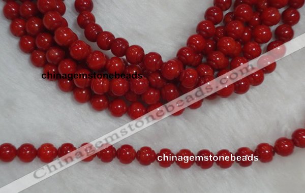 CCB08 15.5 inches 6*7mm lantern shape red coral beads Wholesale