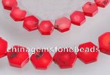 CCB10 5pcs 15.5 inches 9mm & 12mm hexagon red coral beads Wholesale